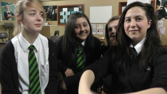 Pupils speaking together in a student video recording